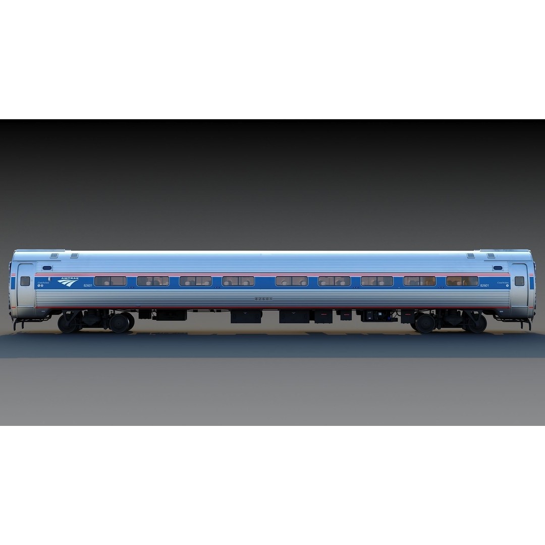 Amfleet 1 Coach Class 3D Model – Low Poly PBR Train Car, FBX - View 8