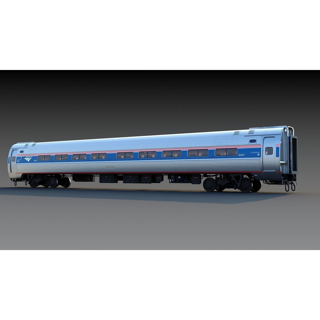 Amfleet 1 Coach Class 3D Model – Low Poly PBR Train Car, FBX - View 9