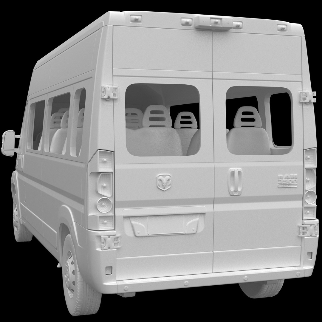 RAM PROMASTER 3500 Window Van 3D Model – High Poly Game Asset, FBX, OBJ - View 16