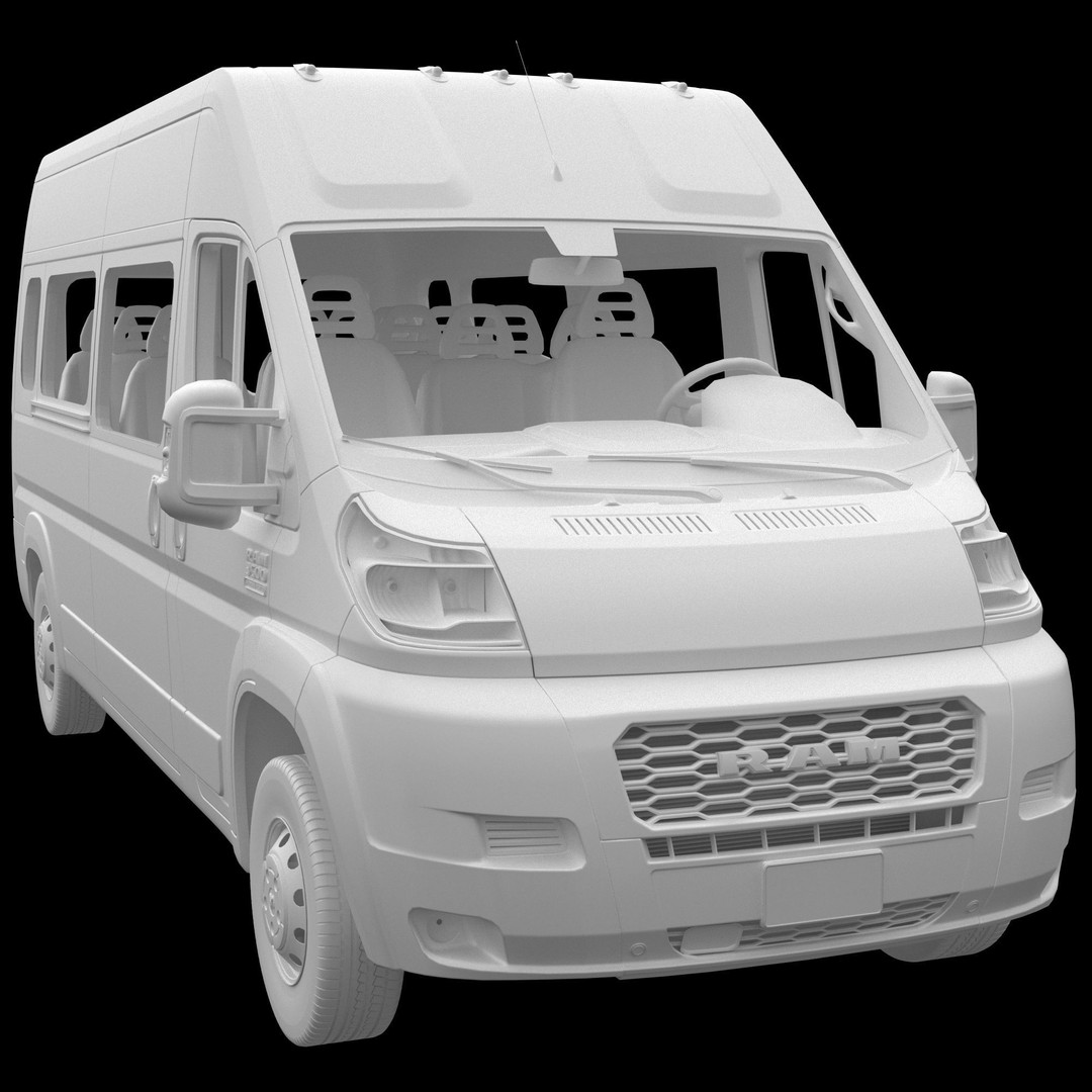 RAM PROMASTER 3500 Window Van 3D Model – High Poly Game Asset, FBX, OBJ - View 17