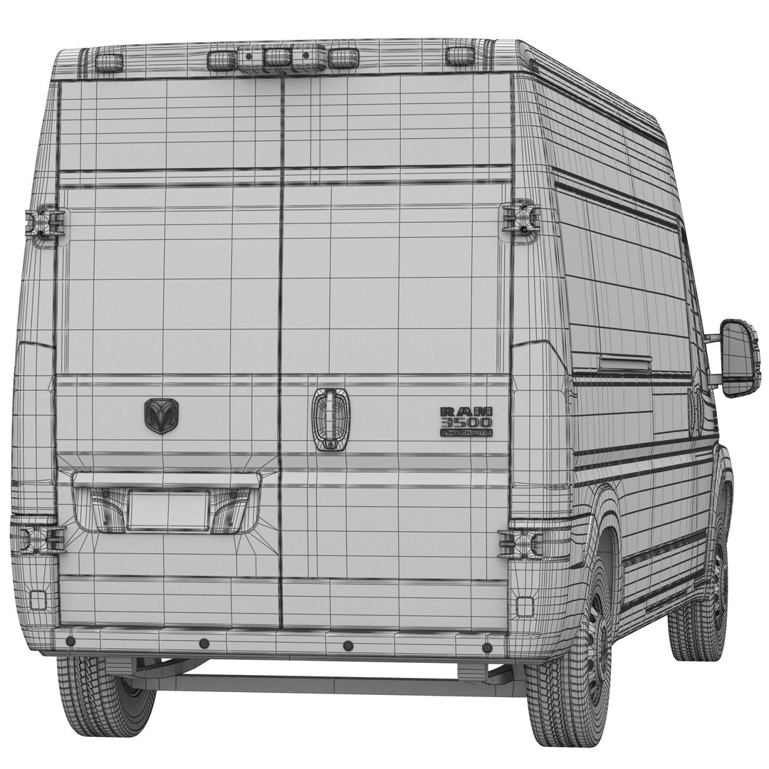 RAM PROMASTER 3500 Window Van 3D Model – High Poly Game Asset, FBX, OBJ - View 19
