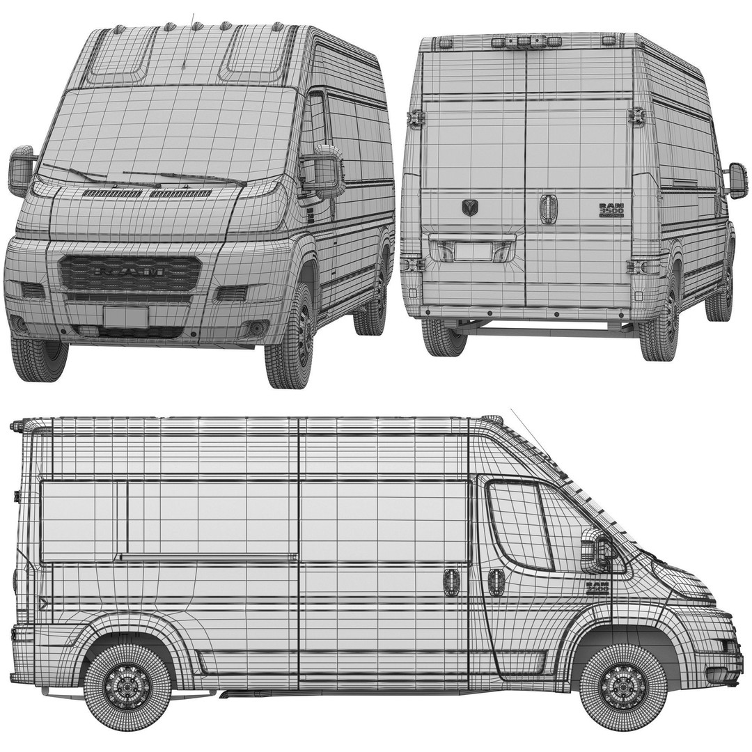 RAM PROMASTER 3500 Window Van 3D Model – High Poly Game Asset, FBX, OBJ - View 25