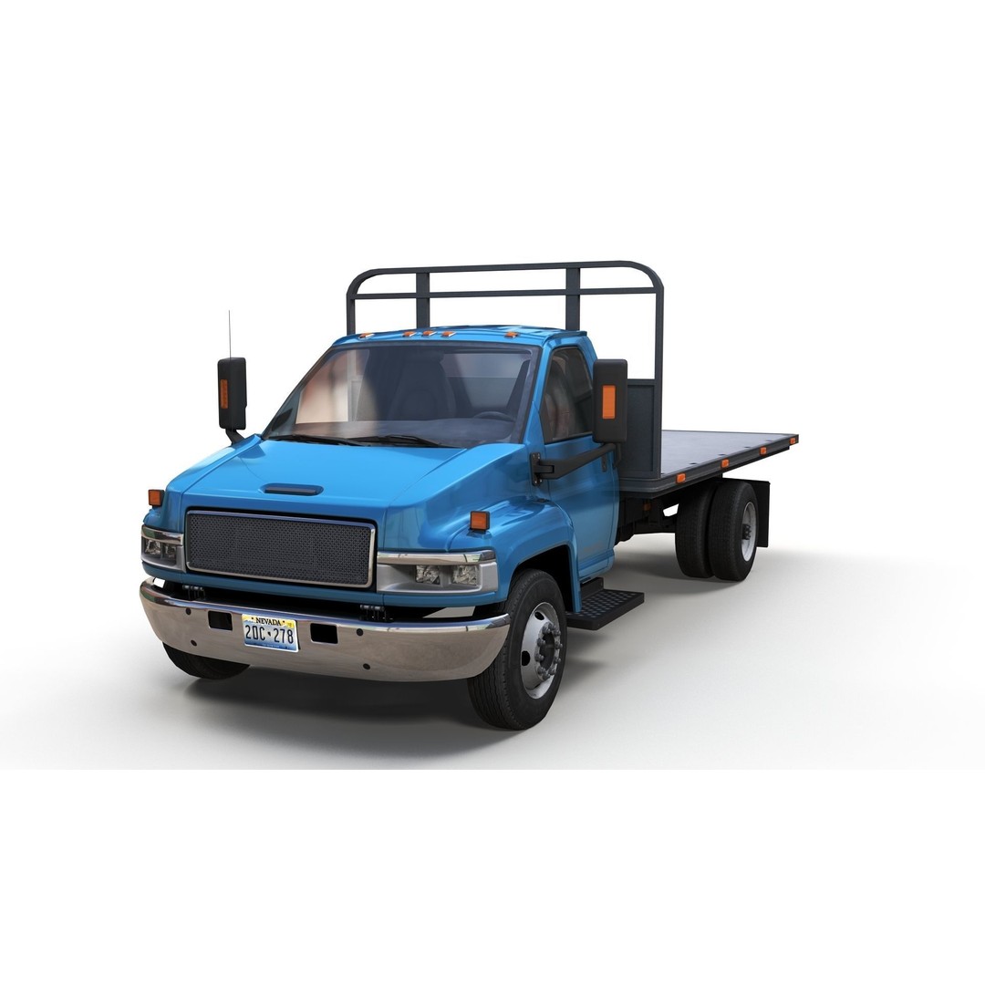 Flatbed Truck 3D Model – Low Poly Game Ready Asset, FBX - View 11
