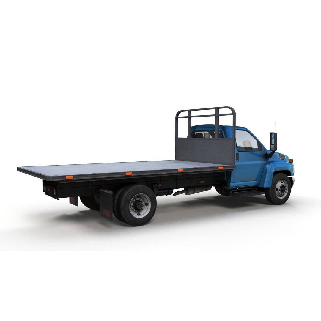 Flatbed Truck 3D Model – Low Poly Game Ready Asset, FBX - View 12