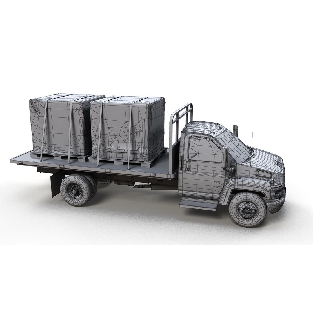Flatbed Truck 3D Model – Low Poly Game Ready Asset, FBX - View 16