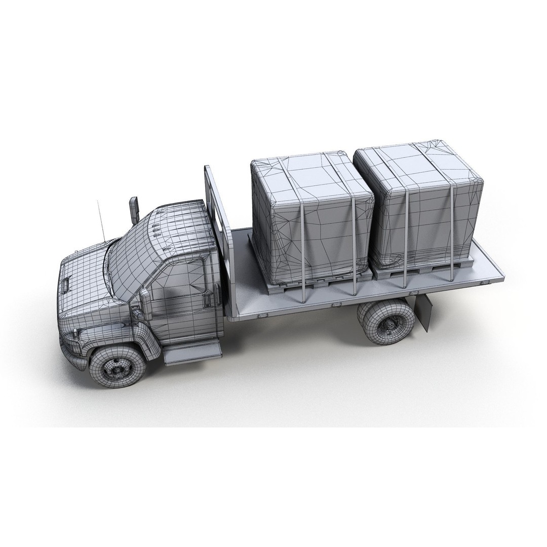 Flatbed Truck 3D Model – Low Poly Game Ready Asset, FBX - View 18