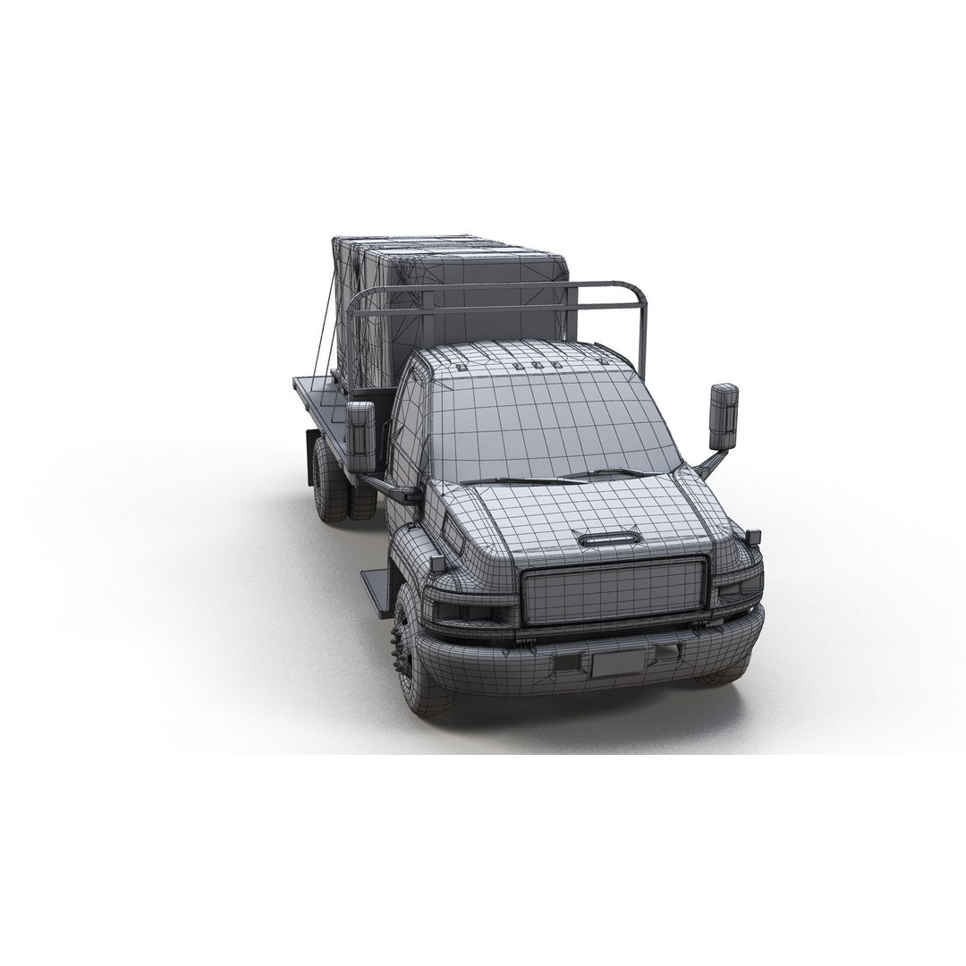 Flatbed Truck 3D Model – Low Poly Game Ready Asset, FBX - View 19