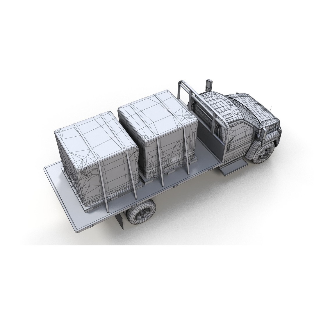 Flatbed Truck 3D Model – Low Poly Game Ready Asset, FBX - View 20