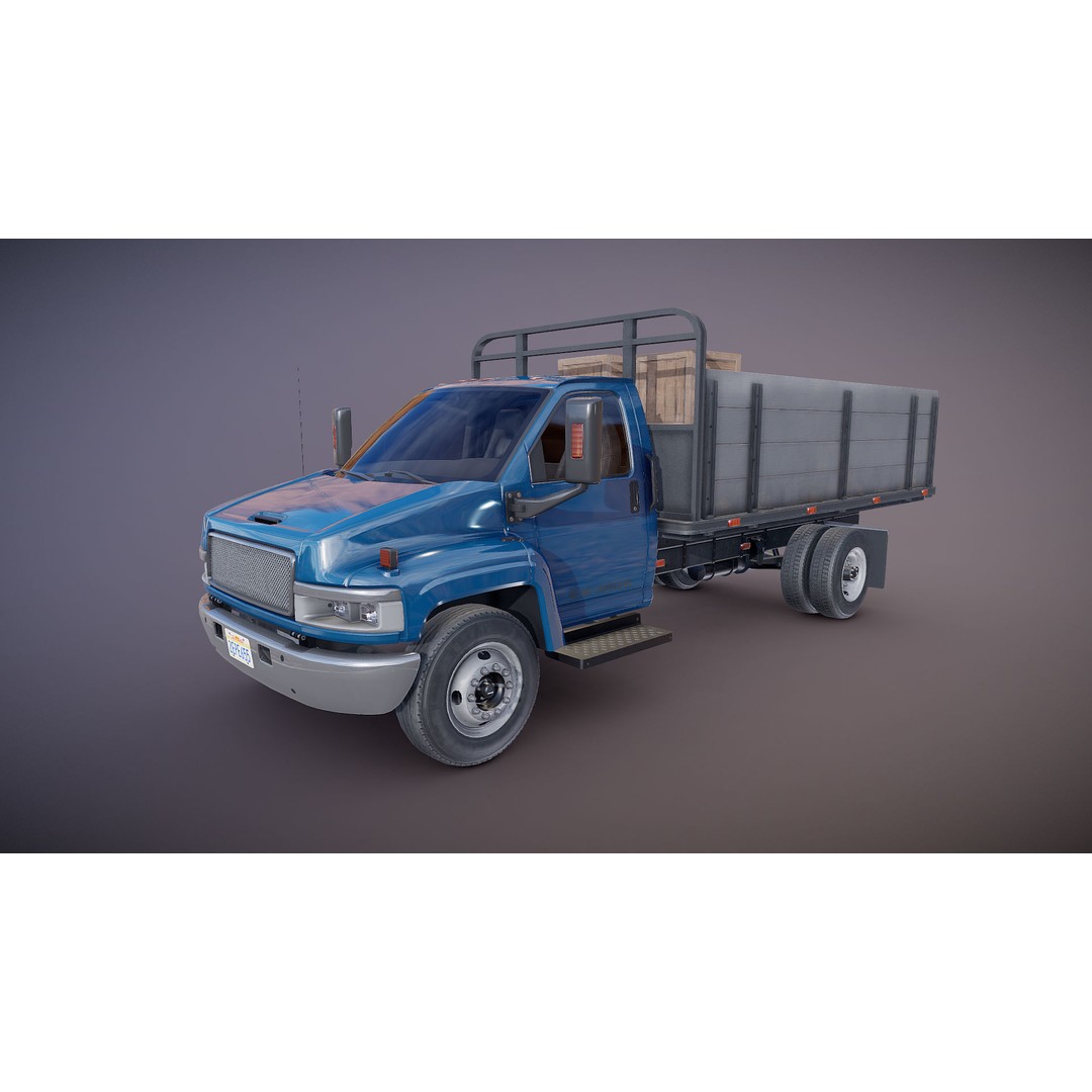Flatbed Truck 3D Model – Low Poly Game Ready Asset, FBX - View 21