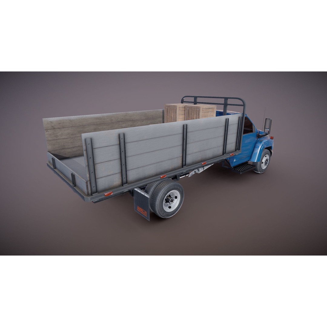 Flatbed Truck 3D Model – Low Poly Game Ready Asset, FBX - View 22