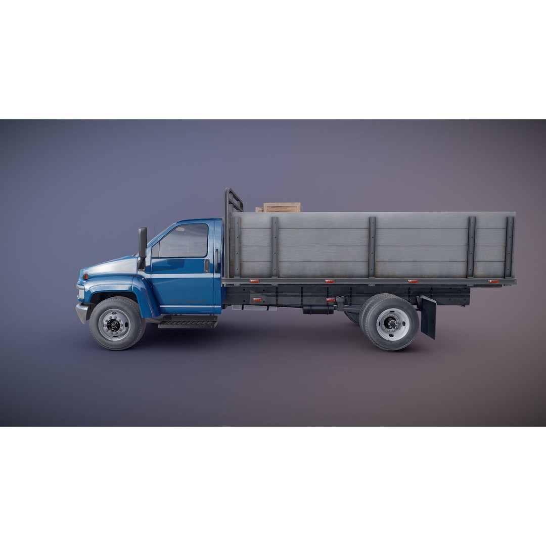 Flatbed Truck 3D Model – Low Poly Game Ready Asset, FBX - View 23
