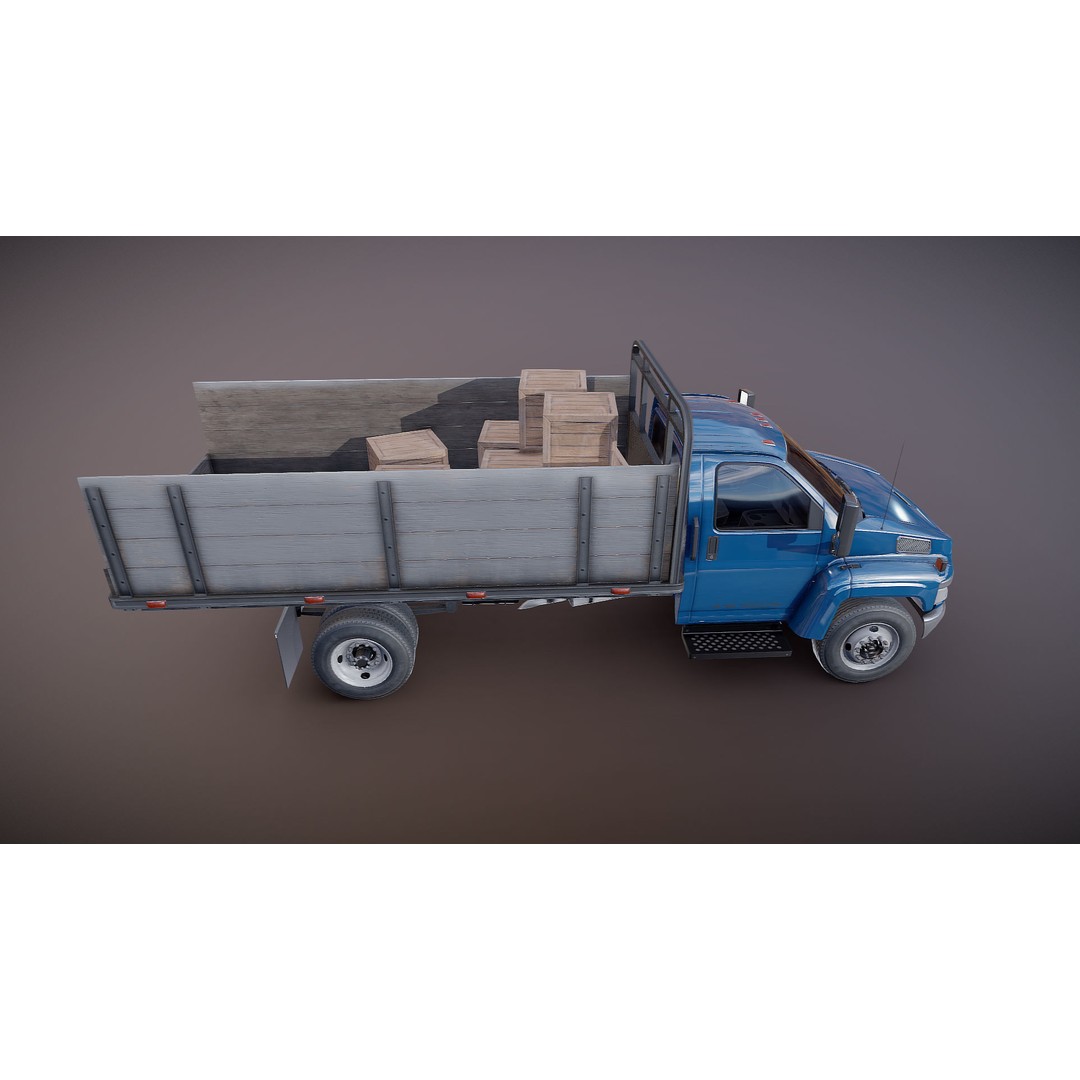 Flatbed Truck 3D Model – Low Poly Game Ready Asset, FBX - View 24