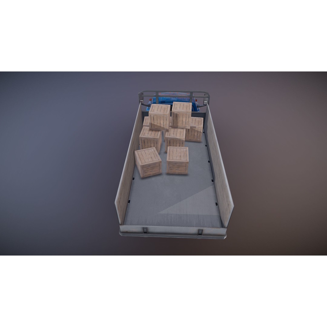 Flatbed Truck 3D Model – Low Poly Game Ready Asset, FBX - View 25