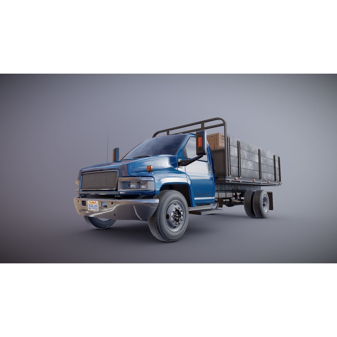 Flatbed Truck 3D Model – Low Poly Game Ready Asset, FBX - View 27