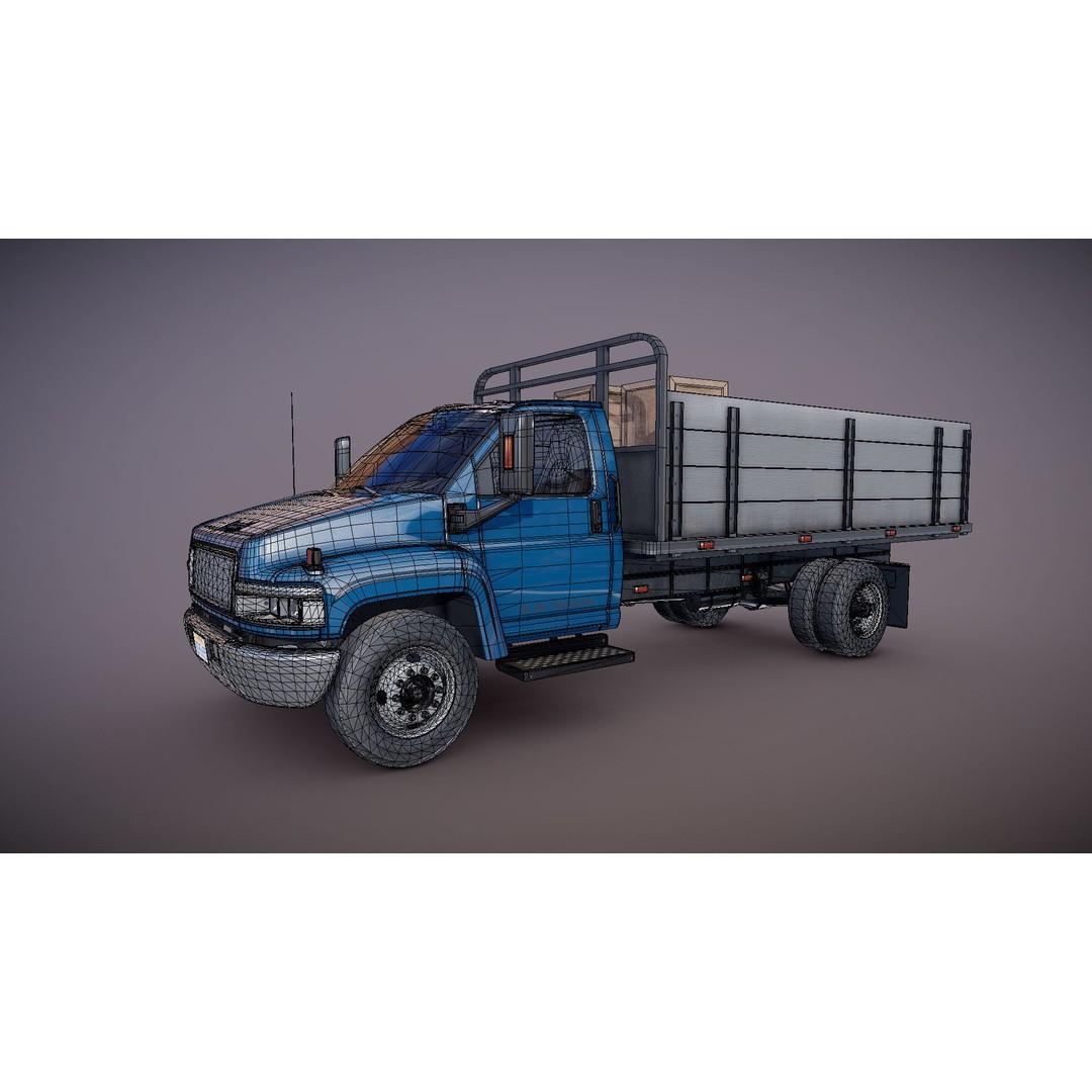 Flatbed Truck 3D Model – Low Poly Game Ready Asset, FBX - View 28