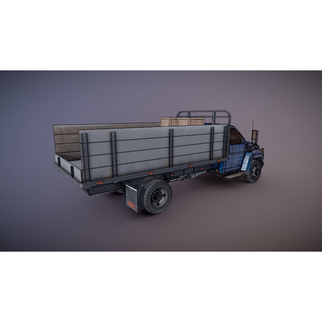 Flatbed Truck 3D Model – Low Poly Game Ready Asset, FBX - View 29