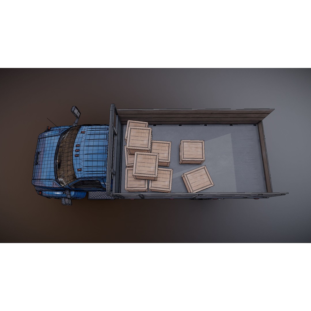 Flatbed Truck 3D Model – Low Poly Game Ready Asset, FBX - View 30