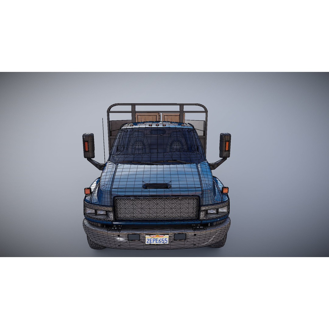Flatbed Truck 3D Model – Low Poly Game Ready Asset, FBX - View 32