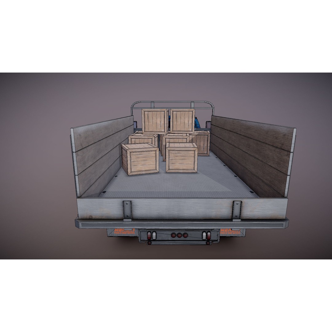 Flatbed Truck 3D Model – Low Poly Game Ready Asset, FBX - View 33