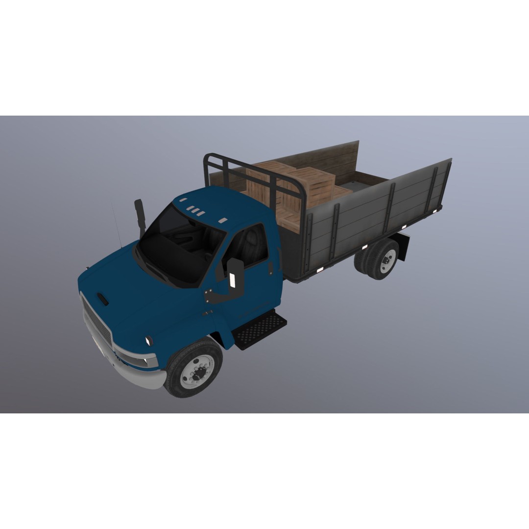 Flatbed Truck 3D Model – Low Poly Game Ready Asset, FBX - View 34
