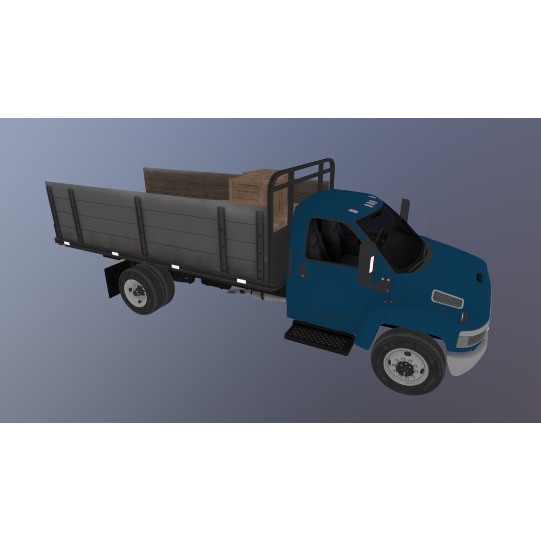 Flatbed Truck 3D Model – Low Poly Game Ready Asset, FBX - View 35