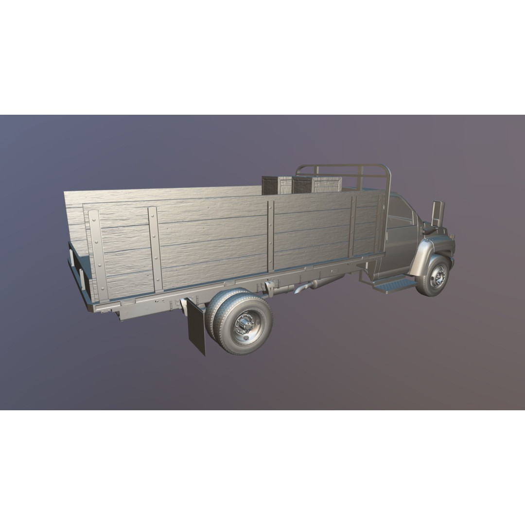 Flatbed Truck 3D Model – Low Poly Game Ready Asset, FBX - View 37