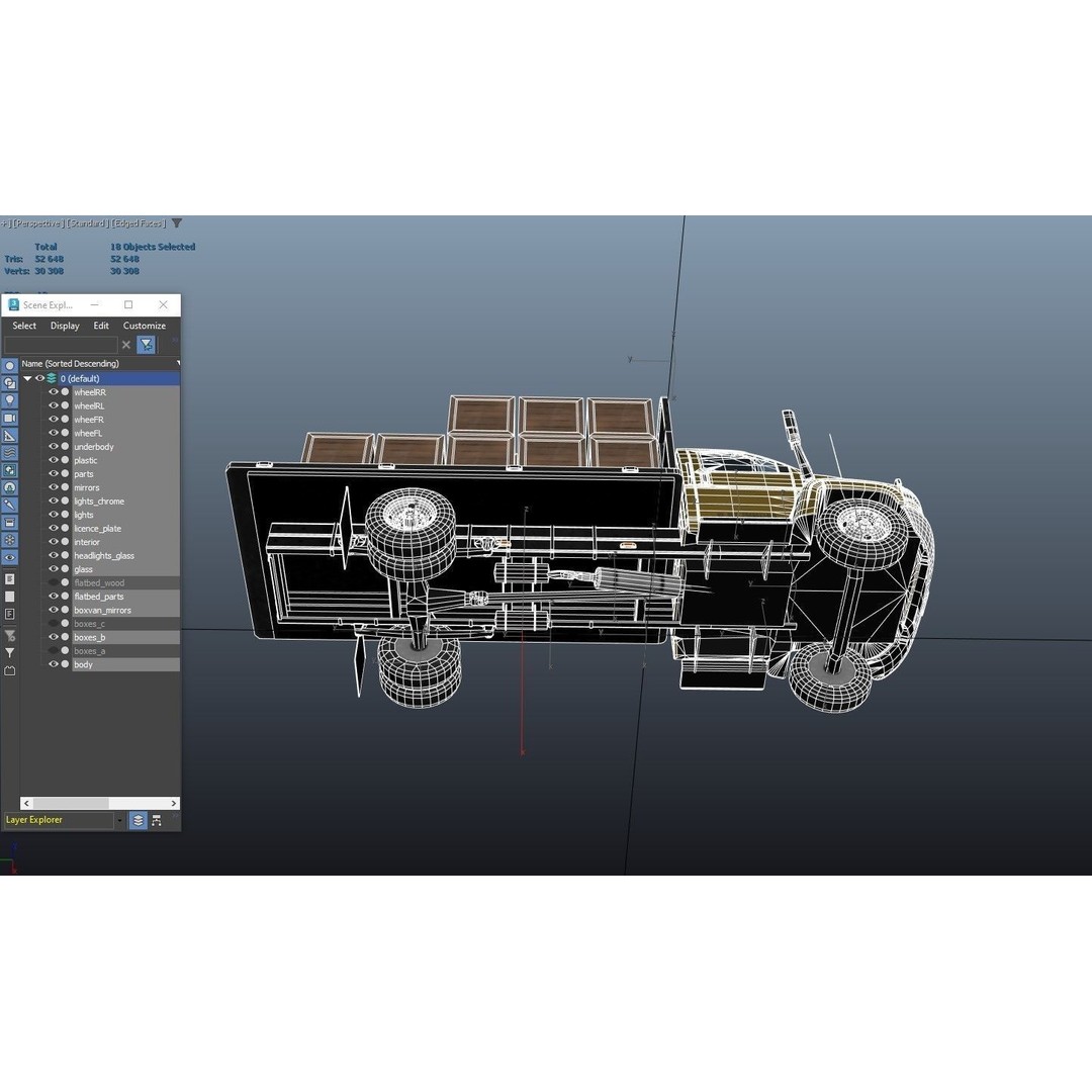 Flatbed Truck 3D Model – Low Poly Game Ready Asset, FBX - View 41