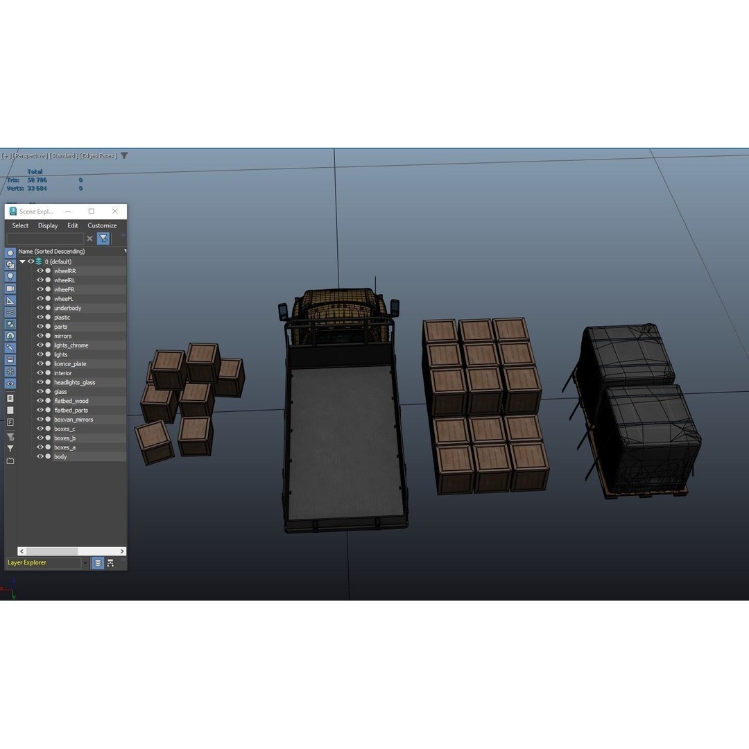 Flatbed Truck 3D Model – Low Poly Game Ready Asset, FBX - View 42