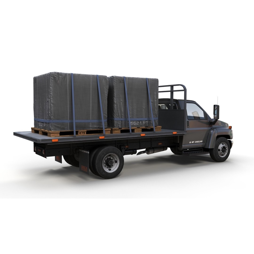 Flatbed Truck 3D Model – Low Poly Game Ready Asset, FBX - View 5