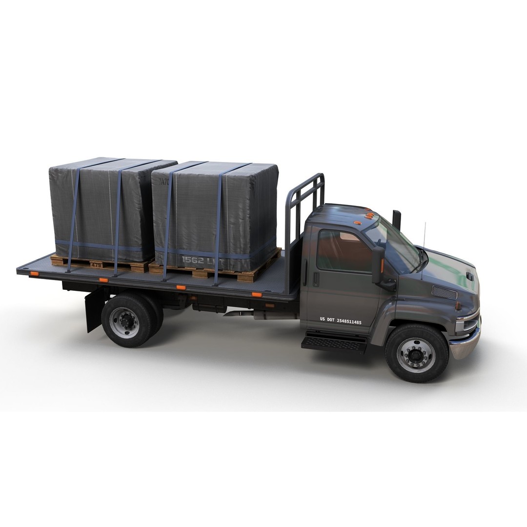 Flatbed Truck 3D Model – Low Poly Game Ready Asset, FBX - View 6