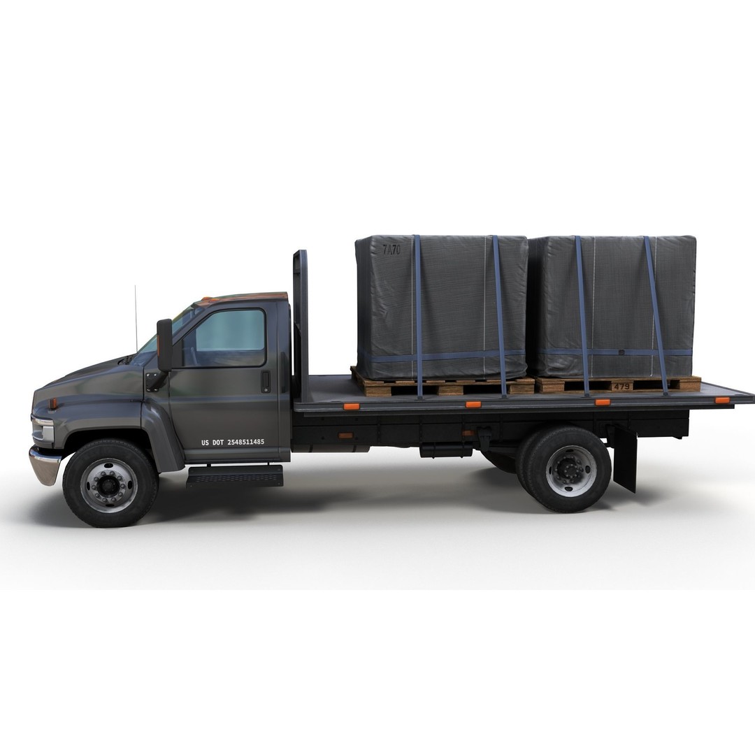 Flatbed Truck 3D Model – Low Poly Game Ready Asset, FBX - View 7