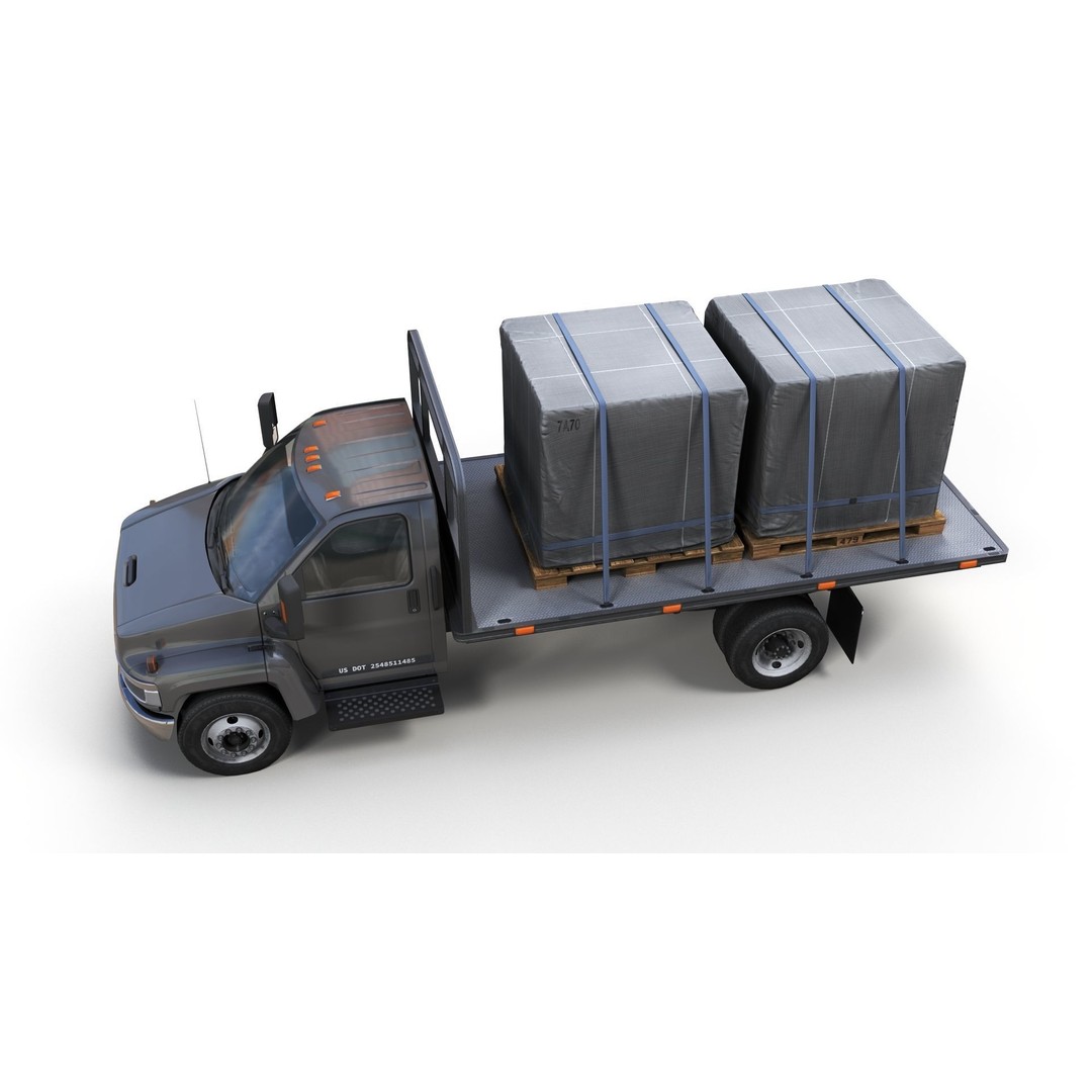 Flatbed Truck 3D Model – Low Poly Game Ready Asset, FBX - View 8