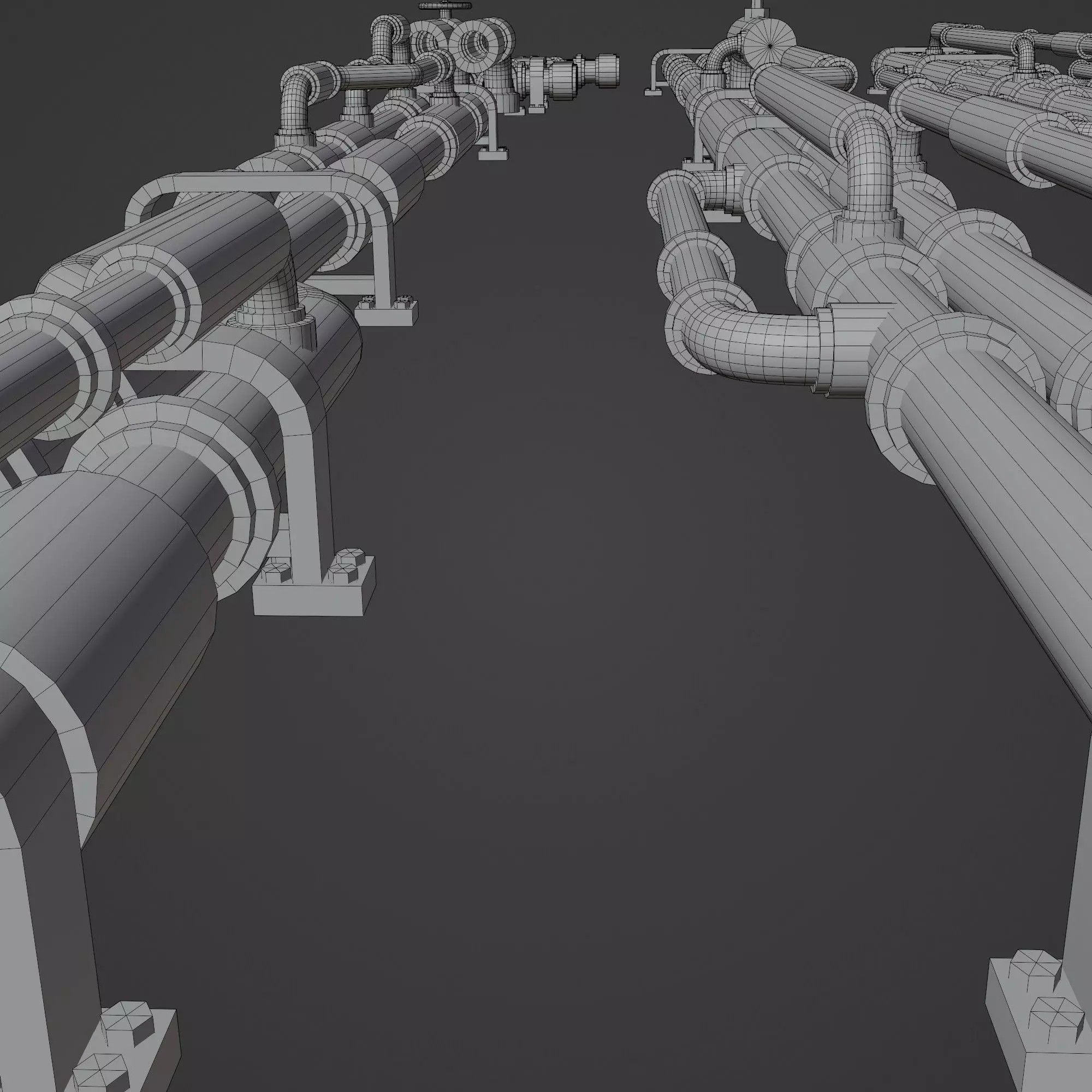 Scifi Industrial Modular Pipes Kit - Low-Poly Game-Ready 3D Model