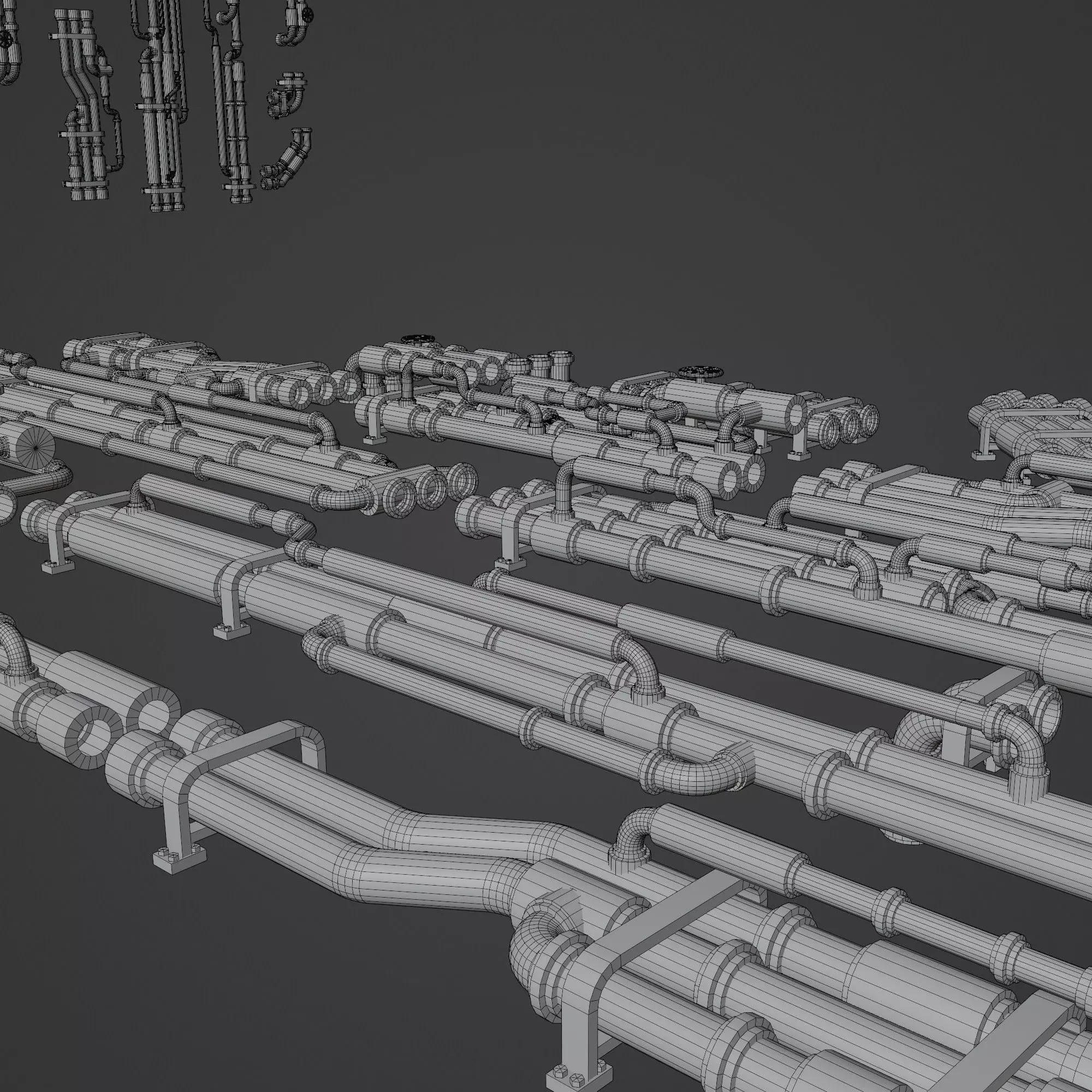 Scifi Industrial Modular Pipes Kit - Low-Poly Game-Ready 3D Model - View 11