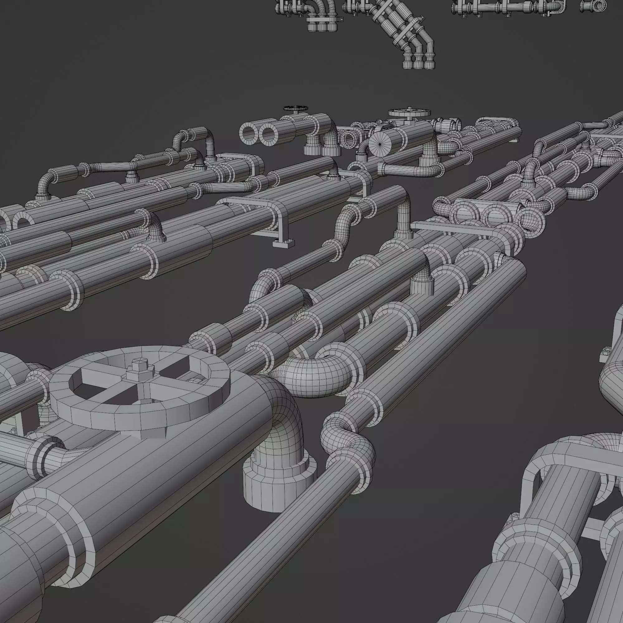 Scifi Industrial Modular Pipes Kit - Low-Poly Game-Ready 3D Model - View 12