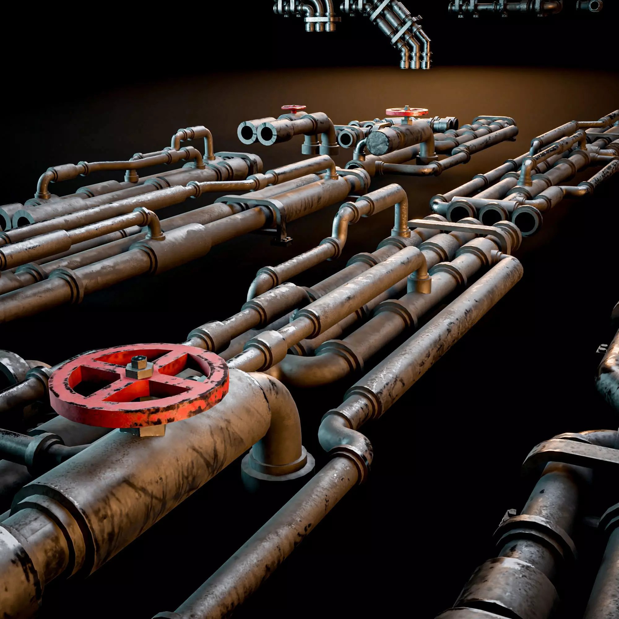 Scifi Industrial Modular Pipes Kit - Low-Poly Game-Ready 3D Model - View 6