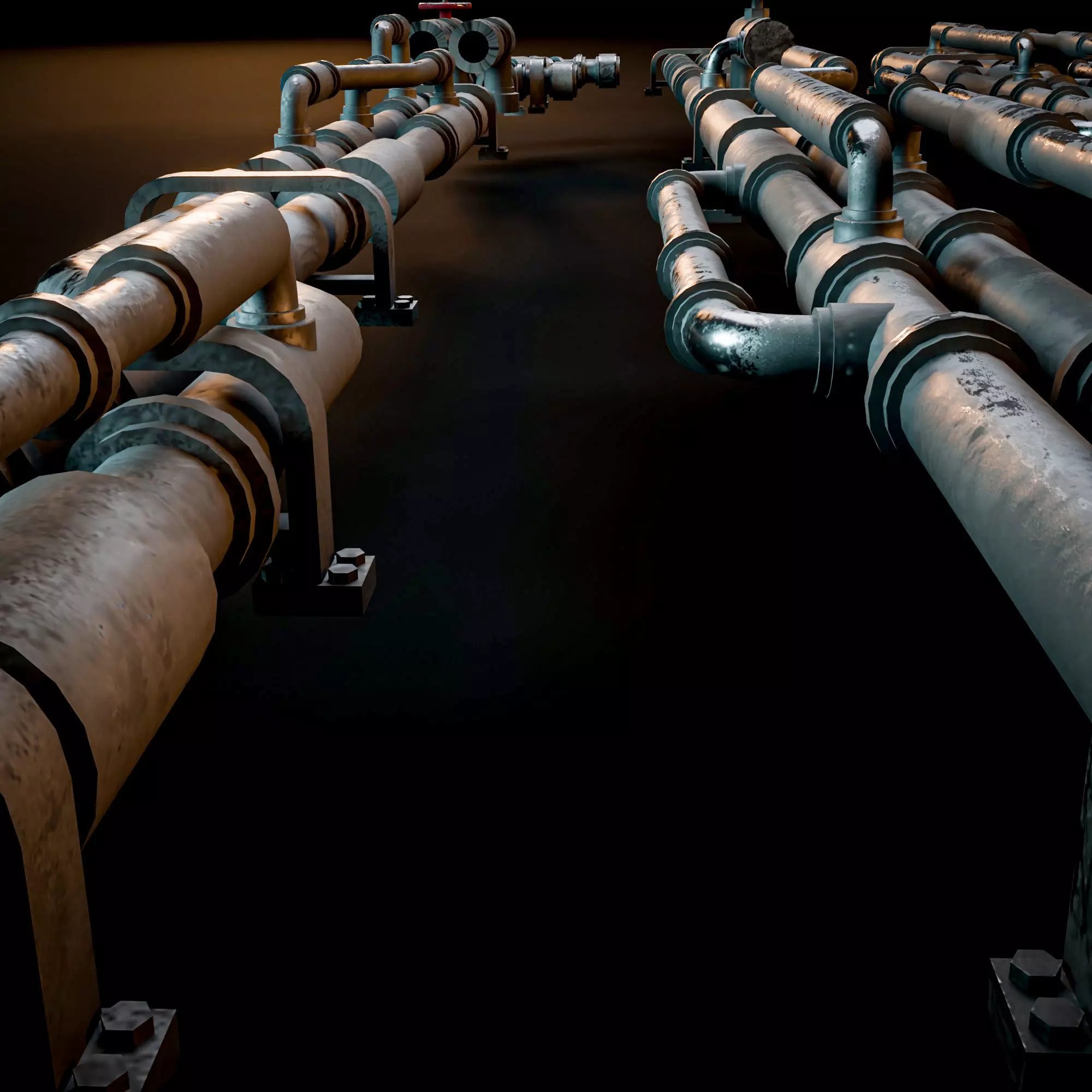 Scifi Industrial Modular Pipes Kit - Low-Poly Game-Ready 3D Model - View 7
