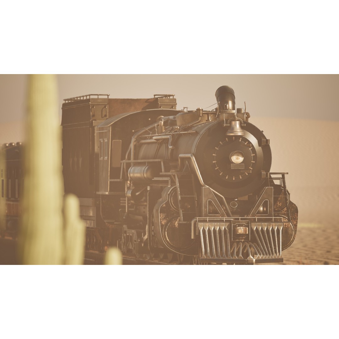 Coal-Powered Train 3D Model – High Poly Game Asset, FBX - View 4