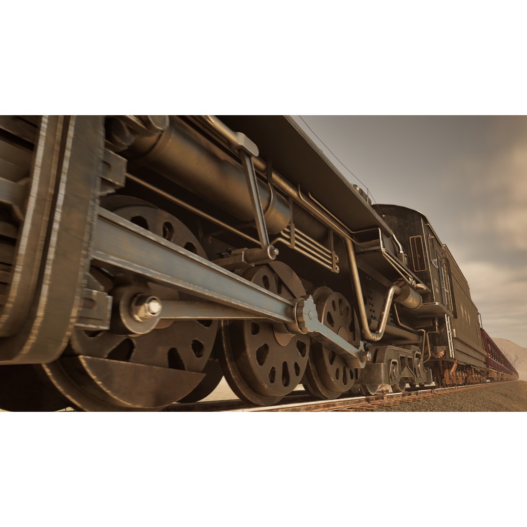 Coal-Powered Train 3D Model – High Poly Game Asset, FBX - View 6