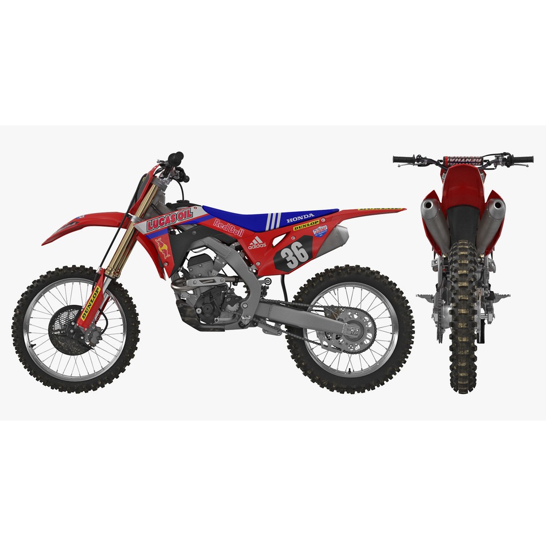 Honda CRF250R 2018 3D Model – High Poly Motorcycle, Game Ready, FBX - View 13