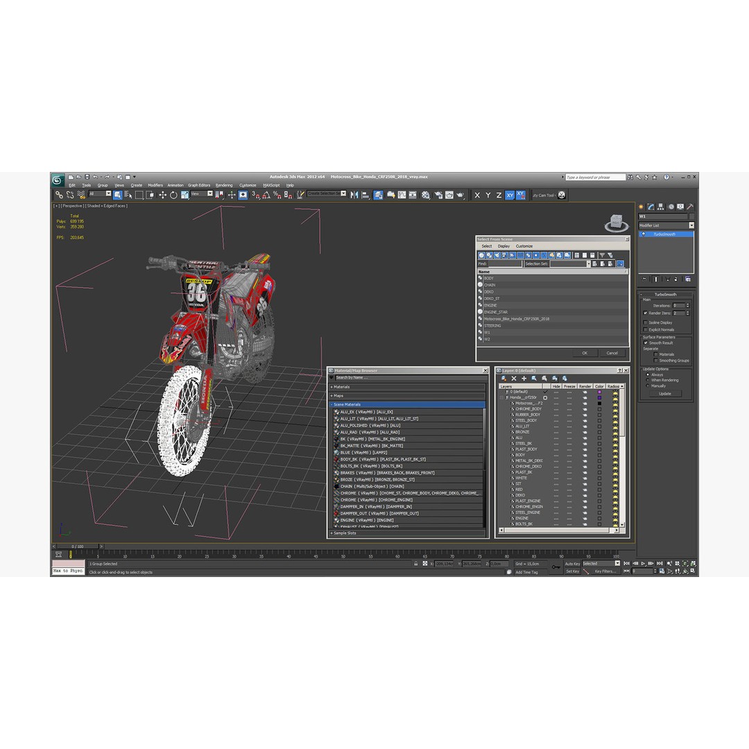 Honda CRF250R 2018 3D Model – High Poly Motorcycle, Game Ready, FBX - View 22