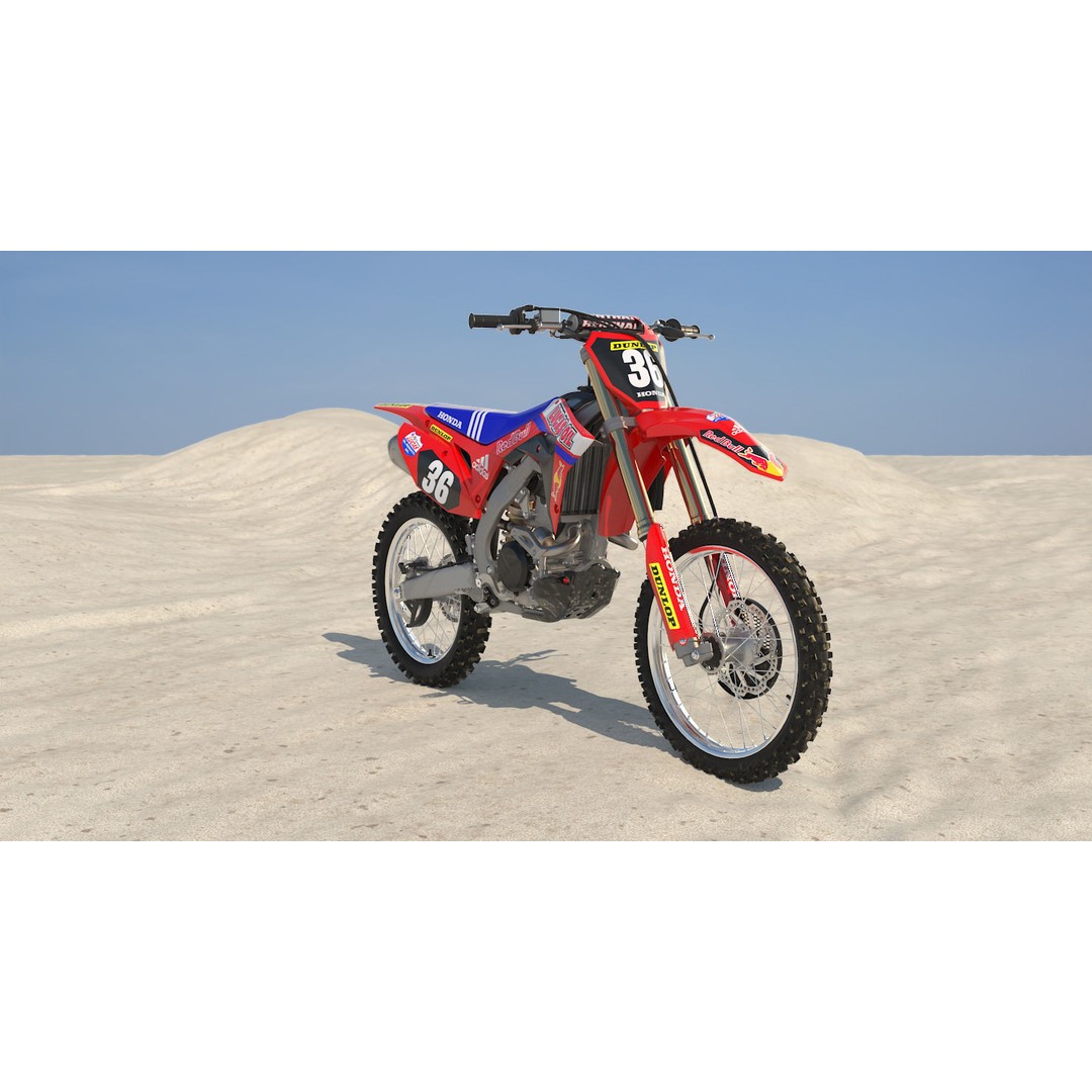 Honda CRF250R 2018 3D Model – High Poly Motorcycle, Game Ready, FBX - View 3
