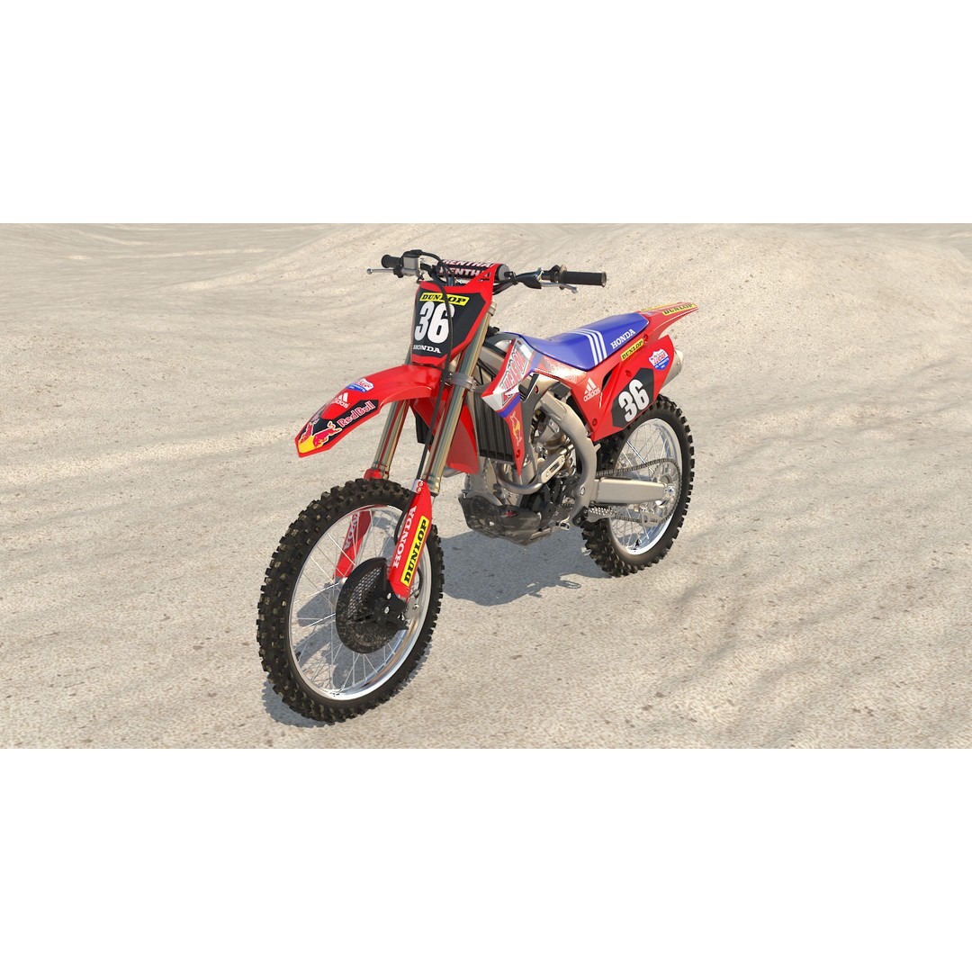 Honda CRF250R 2018 3D Model – High Poly Motorcycle, Game Ready, FBX - View 4