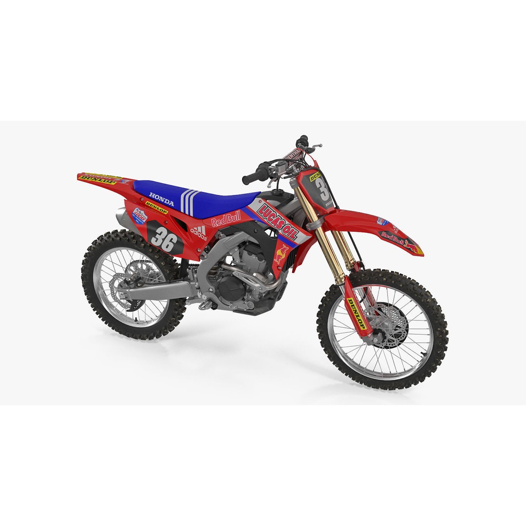 Honda CRF250R 2018 3D Model – High Poly Motorcycle, Game Ready, FBX - View 6