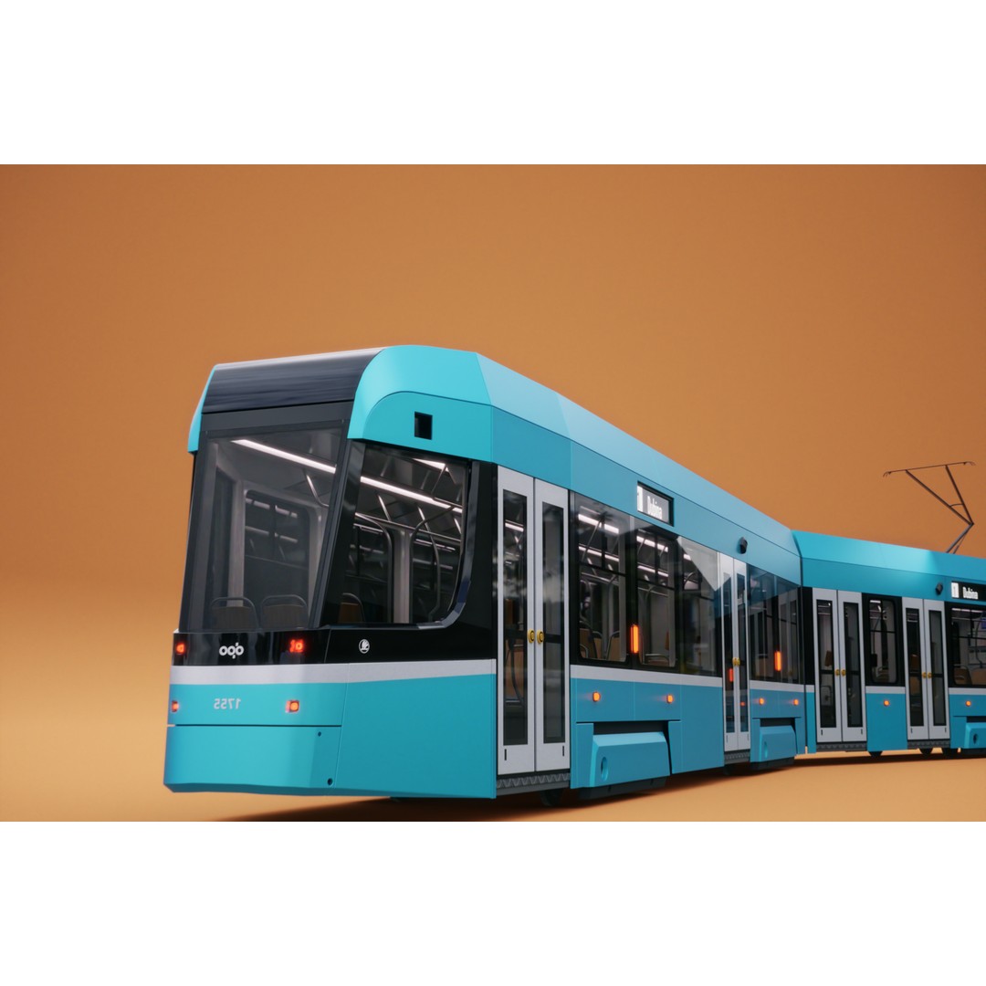 Skoda 39T Tram 3D Model – Rigged PBR Asset for Animation, FBX - View 4