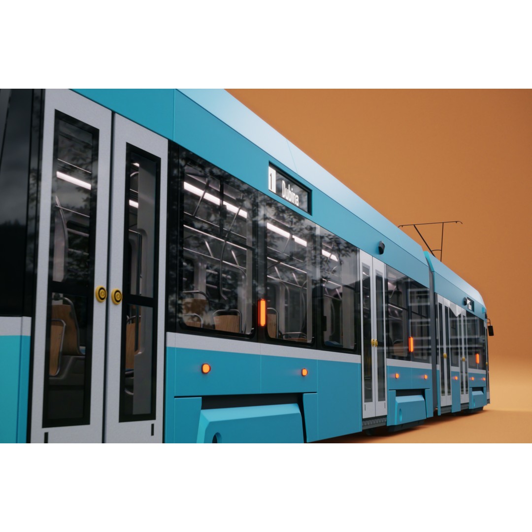 Skoda 39T Tram 3D Model – Rigged PBR Asset for Animation, FBX - View 5