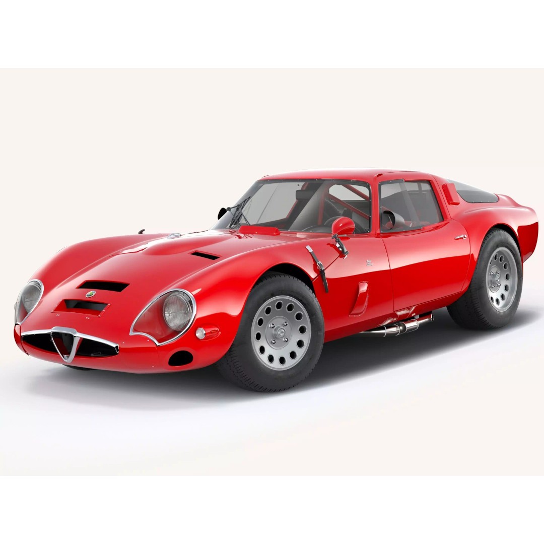 Alfa Romeo Giulia TZ2 3D Model – Classic Racing Car, Blender, FBX - View 2