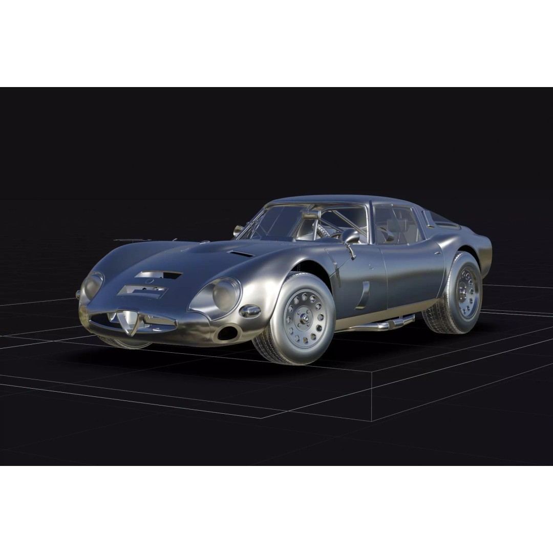 Alfa Romeo Giulia TZ2 3D Model – Classic Racing Car, Blender, FBX - View 22