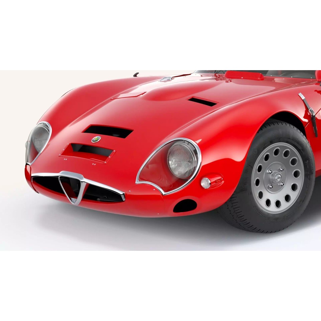 Alfa Romeo Giulia TZ2 3D Model – Classic Racing Car, Blender, FBX - View 3