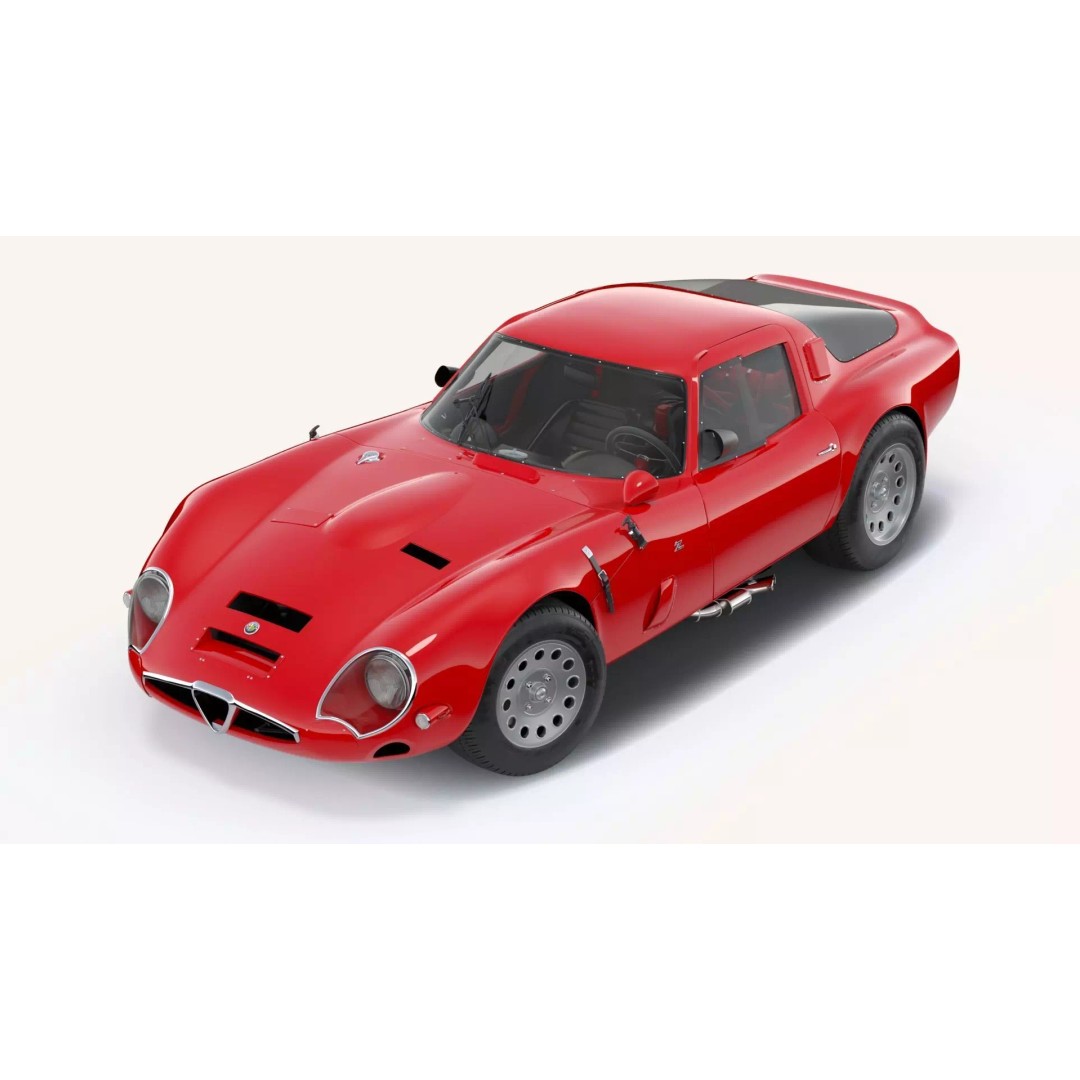 Alfa Romeo Giulia TZ2 3D Model – Classic Racing Car, Blender, FBX - View 7